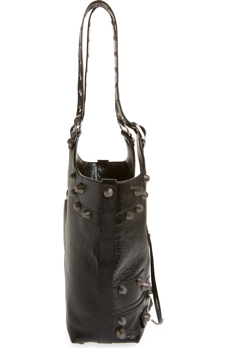 Balenciaga Medium Le Cagole Leather Tote, Alternate, color, Black