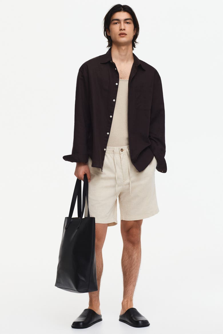 Regular Fit Linen-blend Shorts, Alternate, color, Cream