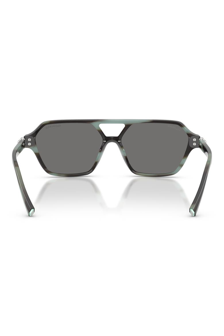 Polarized 58mm Square Sunglasses, Alternate, color, STRIPED BLACK TIFFANY / GREY