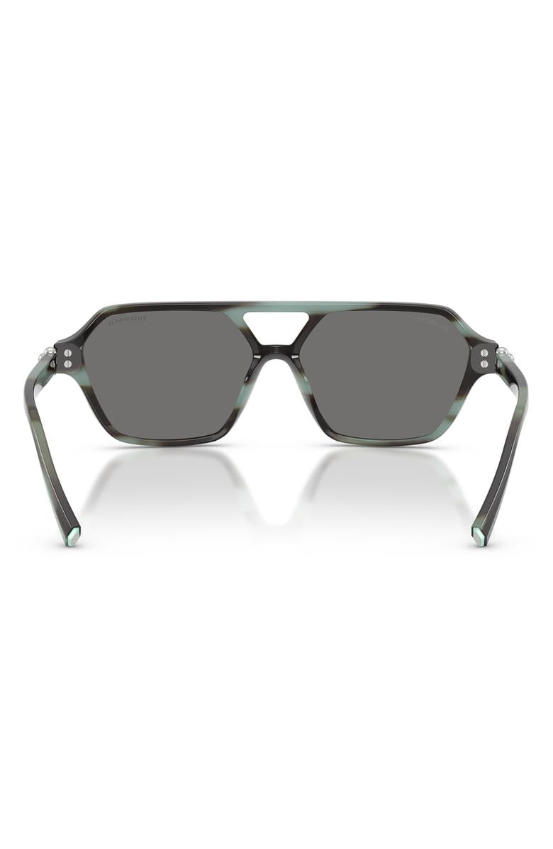 Tiffany & Co. Polarized 58mm Square Sunglasses, Alternate, color, Striped Black Tiffany / Grey