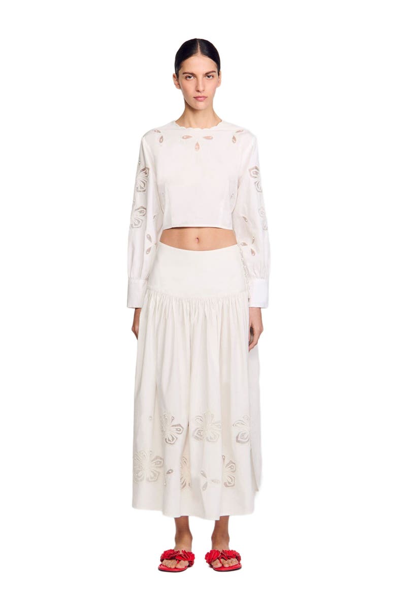 SANDRO Poplin crop top, Alternate, color, 