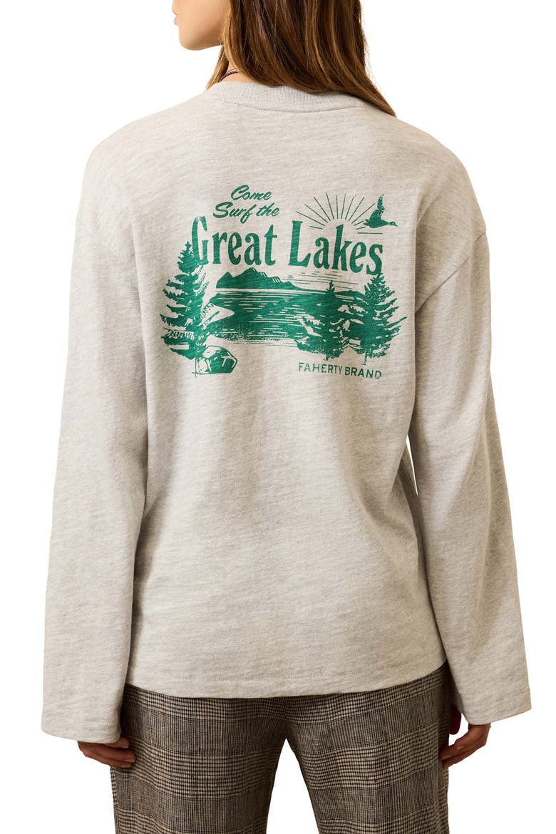 Sunwashed Long Sleeve Slub Organic Cotton Graphic T-Shirt, Alternate, color, LIGHT GREY HEATHER