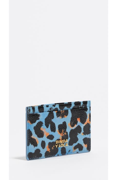 Textured Shiny Leopard Print Card Holder