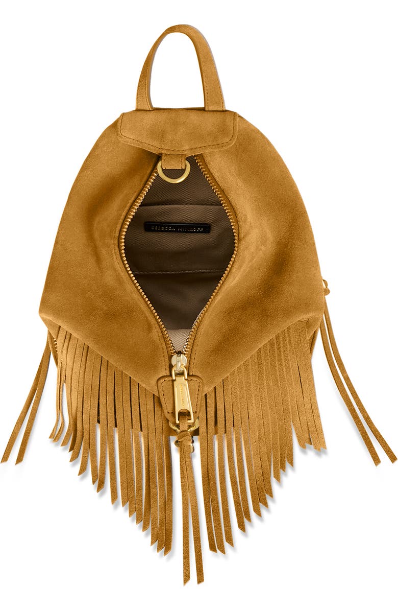 Rebecca Minkoff Mini Julian Fringe Suede Convertible Backpack, Alternate, color,