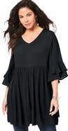 Roaman's Hand Crinkled Flutter Sleeve Tunic