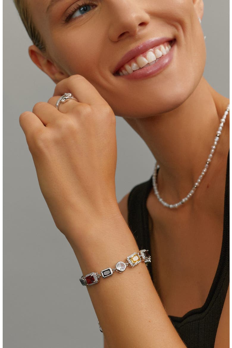 Silver Crystal Gem Bracelet, Alternate, color, Silver