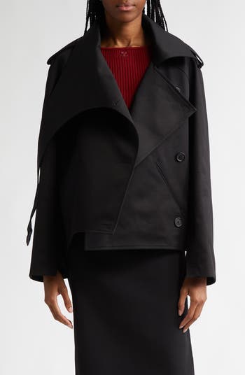 Courrèges Oblique Double Breasted Short Trench Coat | Nordstrom