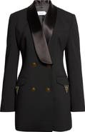 Versace Satin Trim Stretch Wool Jacket Minidress