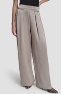 DKNY Pleat Wide Leg Satin Pants