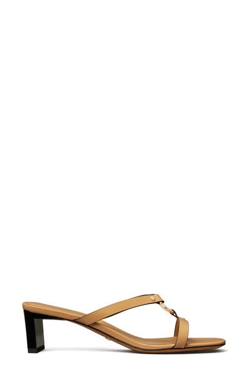 Tory Burch Leather Ring Heeled Slide Sandals In Cantucci