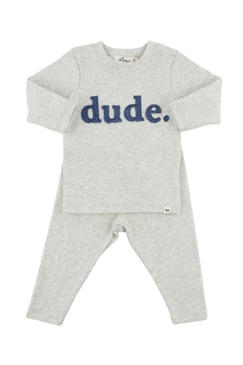 OH BABY OH BABY! DENIM "DUDE" RIBBED APPLIQUE LONG SLEEVE TWO PIECE SET