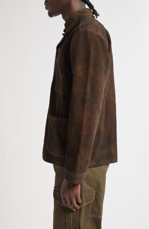 Double Rl Reverse Sateen Overshirt In Brown