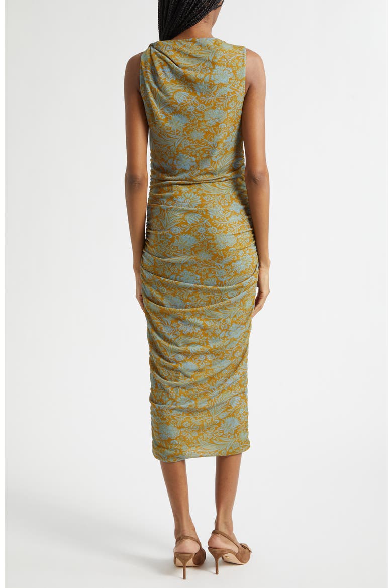 Otessa Floral Print Sleeveless Dress, Alternate, color, DARK GOLDENROD BLUE JAY