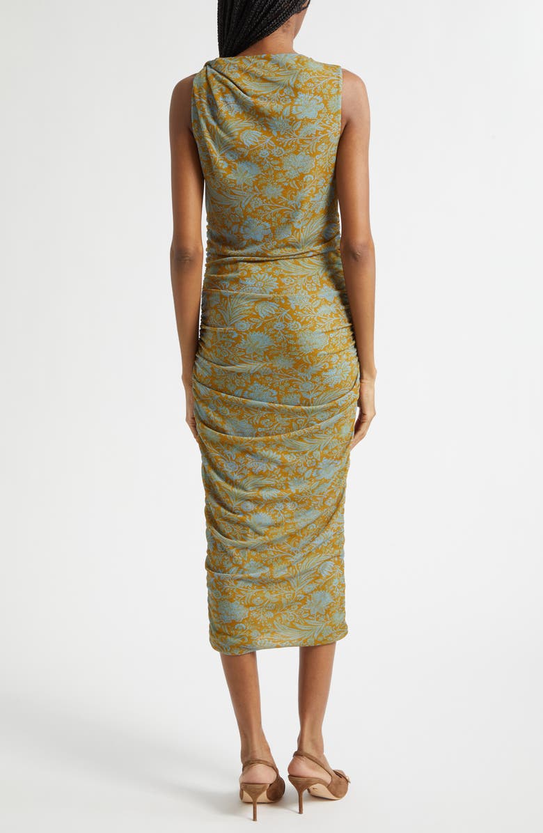 Veronica Beard Otessa Floral Print Sleeveless Dress, Alternate, color, Dark Goldenrod Blue Jay