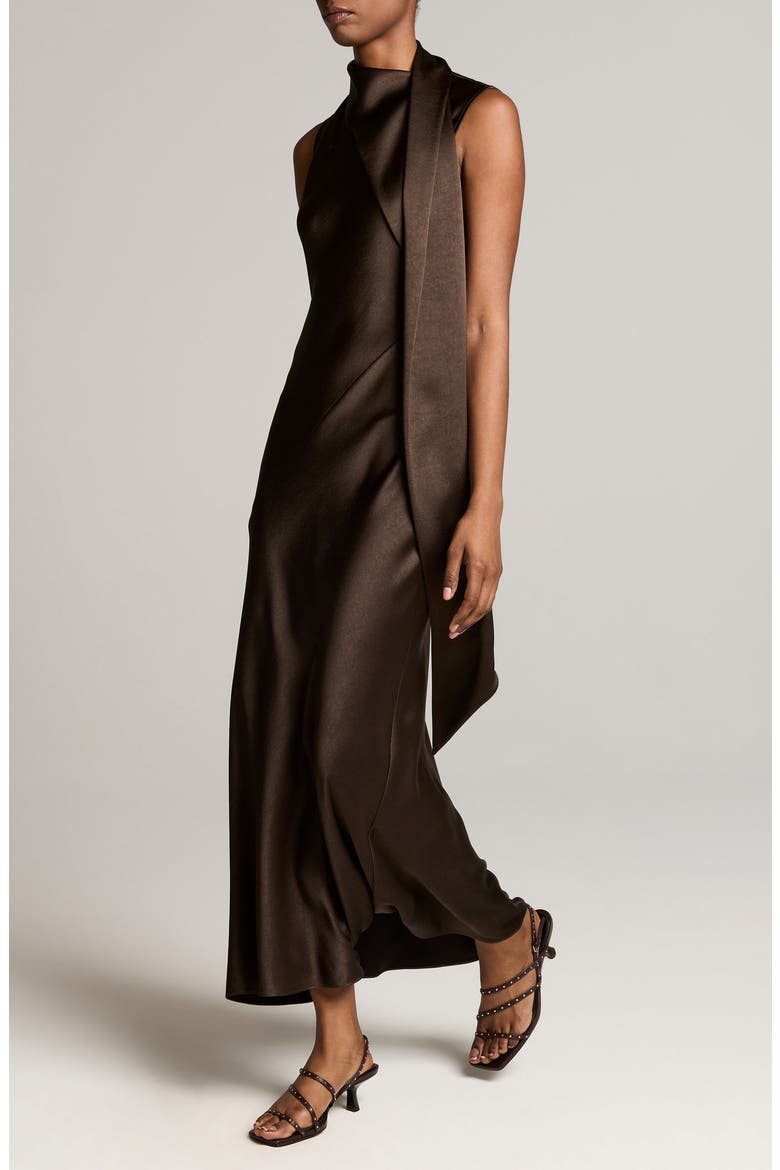 Draped Scarf Tie Sleeveless Dress, Alternate, color, CYPRESS