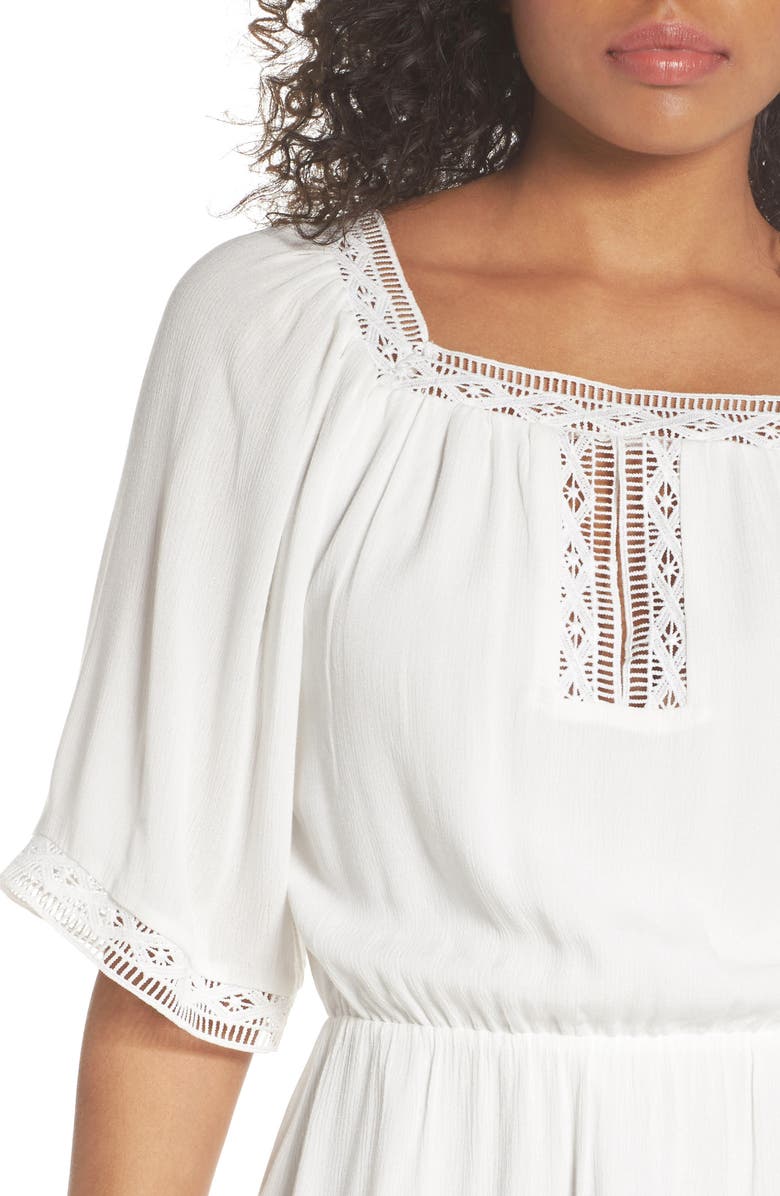 Charles Henry Lace Trim Peasant Minidress, Alternate, color, 