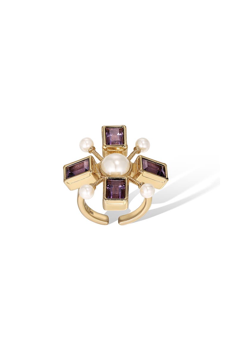 RC RETRO CHIC Byzantine Cross Ring, Main, color, Purple & Gold & White