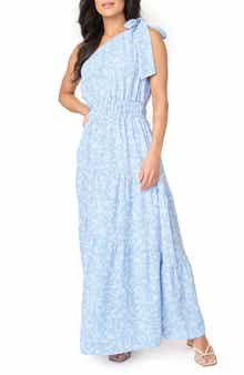 GIBSONLOOK Maya One-Shoulder Asymmetric Tiered Maxi Dress
