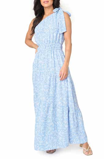 Maya One-Shoulder Asymmetric Tiered Maxi Dress