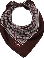 COACH Textured Signature Logo Square Silk Scarf