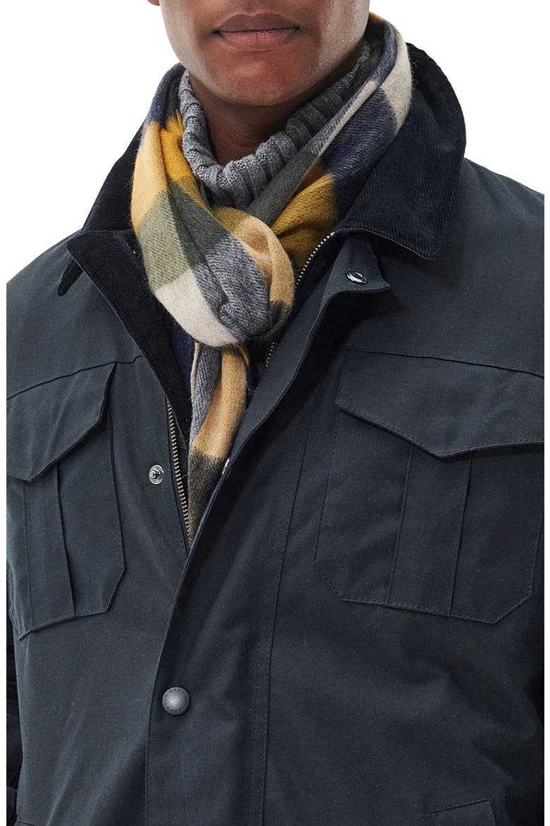 Tattersall Tartan Lambswool Fringe Scarf, Main, color, FOREST MIST