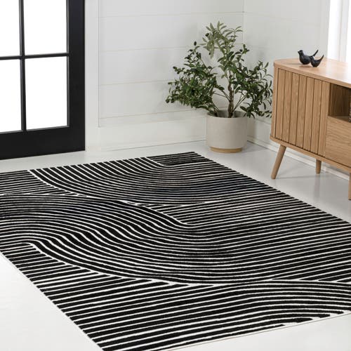 Jonathan Y Hallie High-low Minimalist Curve Geometric Indoor/outdoor Area Rug In Black