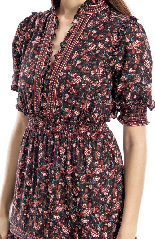 Max Studio Ruffle Collar Print Tiered Maxi Dress In Multi