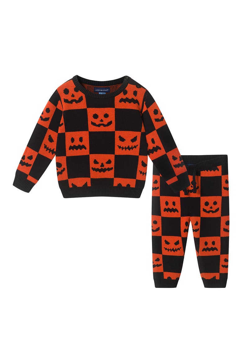 Kids' Halloween Checkered Sweater and Pants Set, Main, color, BLACK CHECKER