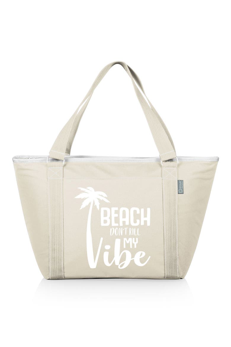 Topanga Beach Don't Kill My Vibe Sand Cooler Tote Bag, Main, color, BEIGE