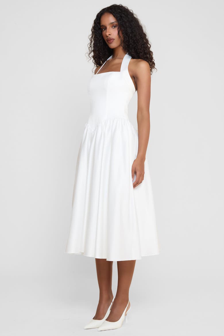 Hart Halter Corset Midi Dress, Alternate, color, White