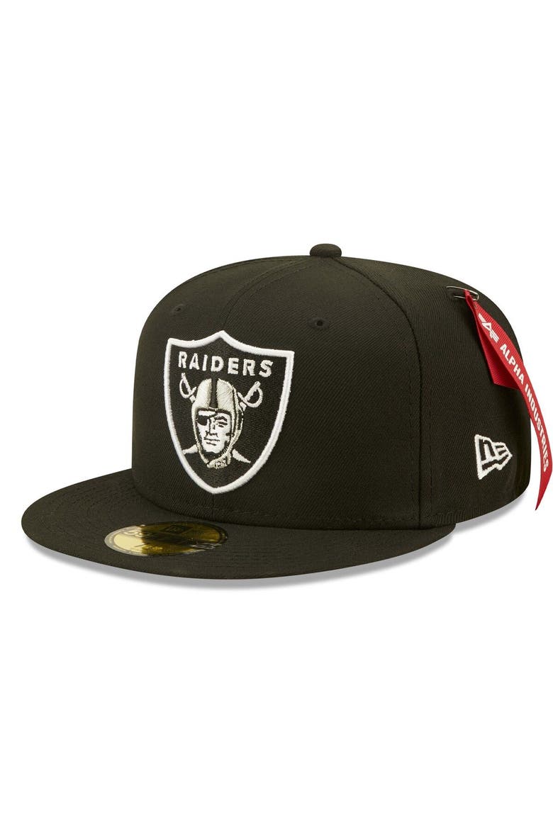 Men's New Era x Alpha Industries Black Las Vegas Raiders Alpha 59FIFTY Fitted Hat, Alternate, color, Black