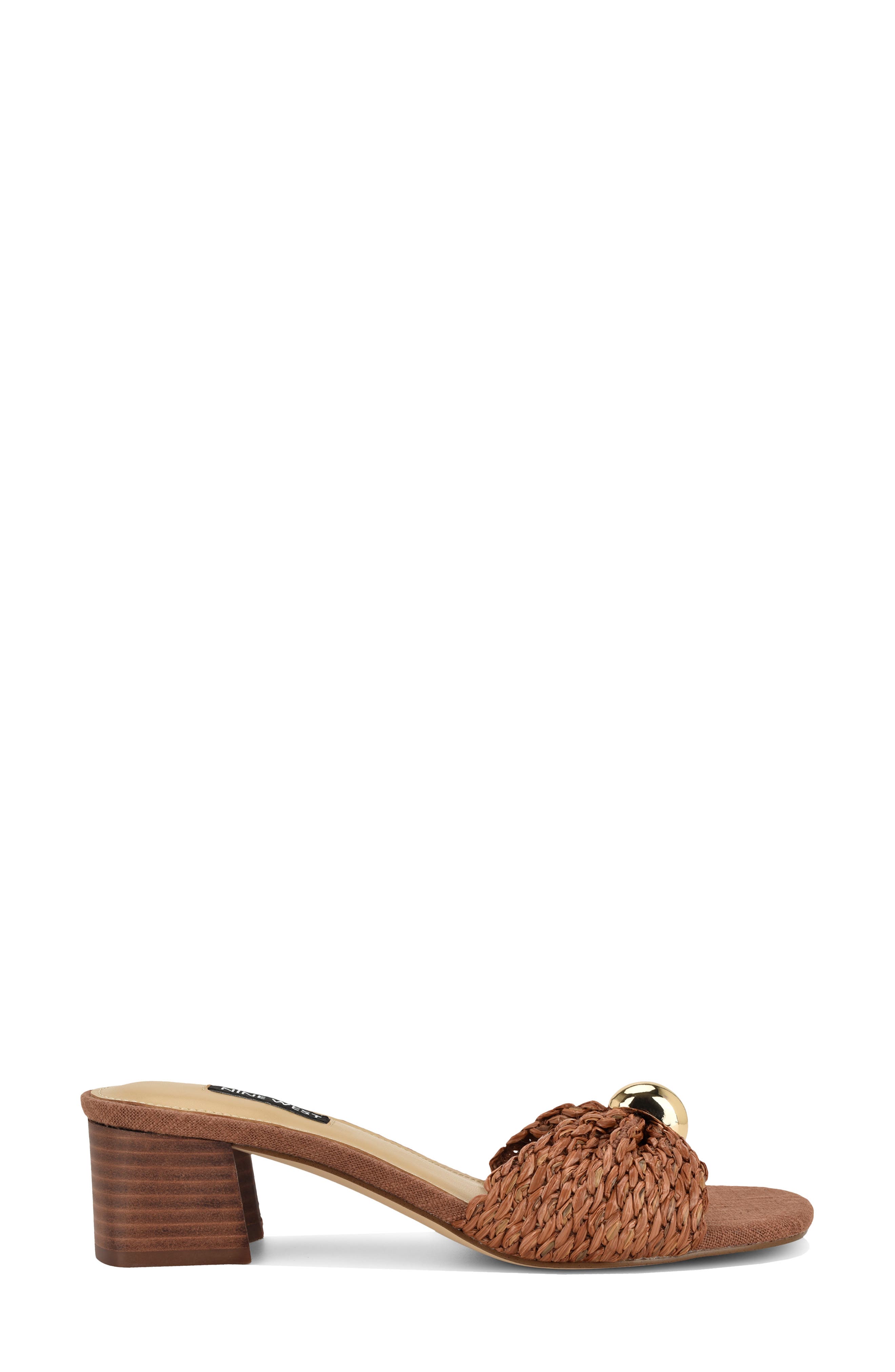 Nine West Gerry Block Heel Sandal, Alternate, color, Medium Brown