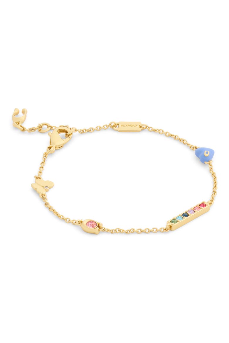 Enamel Heart Flex Bracelet, Main, color, MULTI/ GOLD