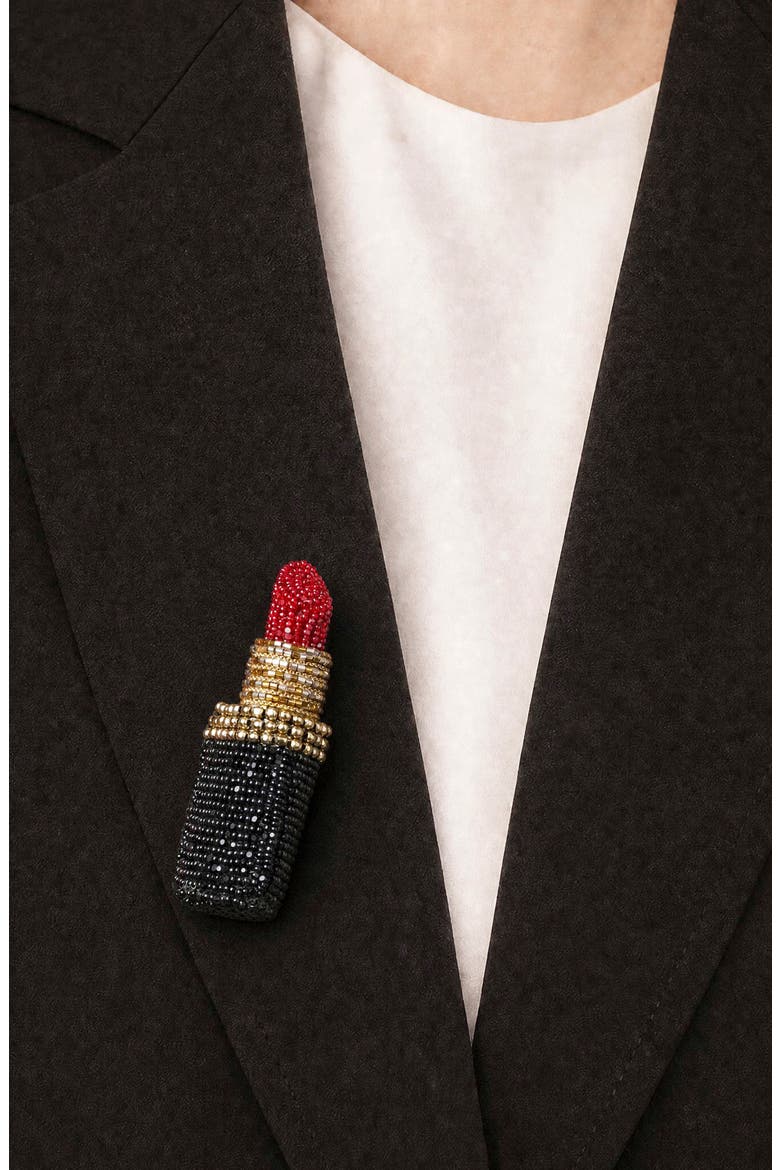 Lipstick Brooch, Alternate, color, RED