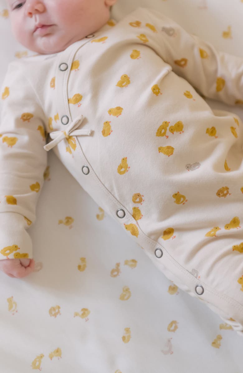 Pehr Littles Snap Front Organic Cotton Romper, Alternate, color, Cheerful Chick