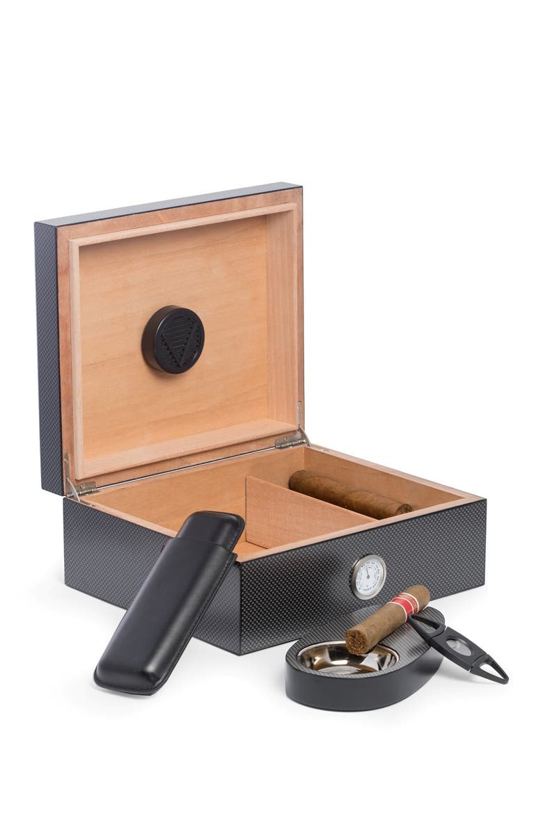 6-Piece Marcus Cigar Humidor Set, Main, color, BROWN