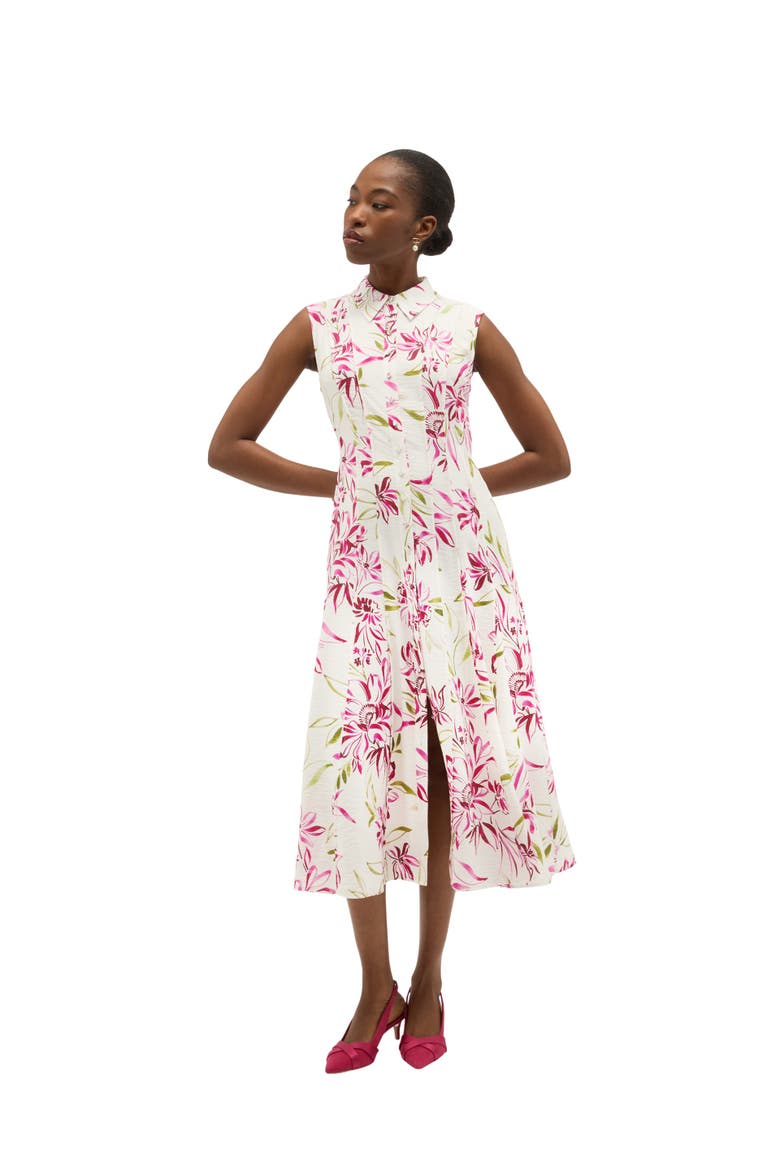 Della Shirt Midi Dress, Main, color, Ivorymulti