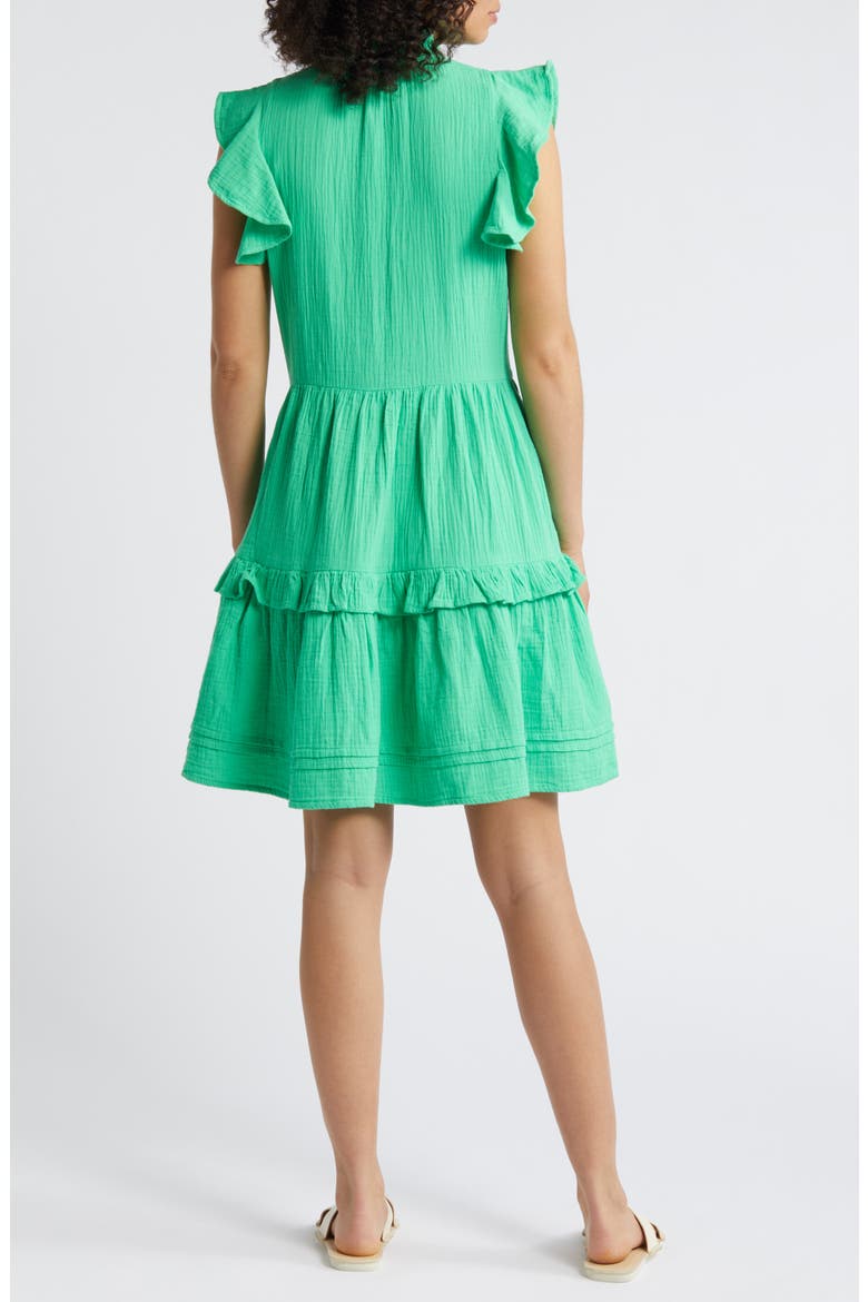 Ruffle Duo Cotton Gauze Dress, Alternate, color, GREEN CELTIC