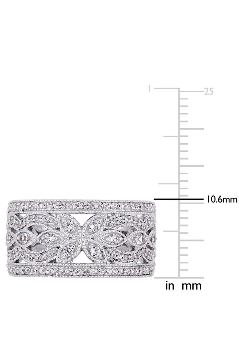 Created White Sapphire Filigree Ring, Alternate, color, 10k White Gold