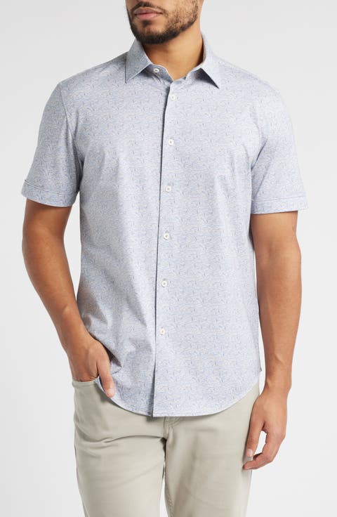 Miles OoohCotton® Abstract Print Short Sleeve Button-Up Shirt