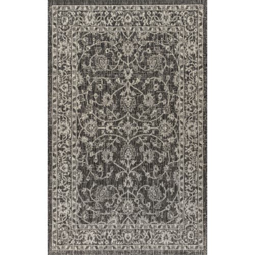 Jonathan Y Palazzo Vine And Border Textured Weave Indoor/outdoor Area Rug In Black/gray