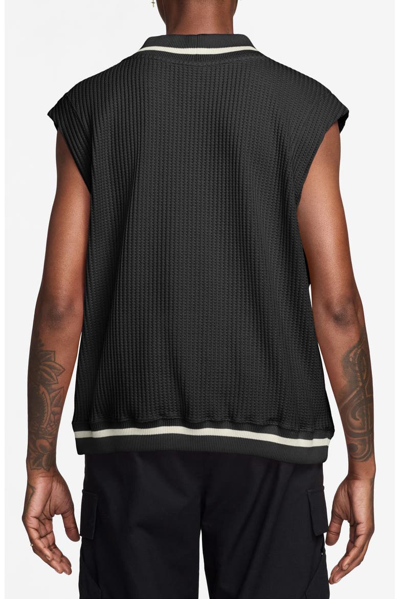 Oversize Waffle Vest, Alternate, color, BLACK/ SAIL