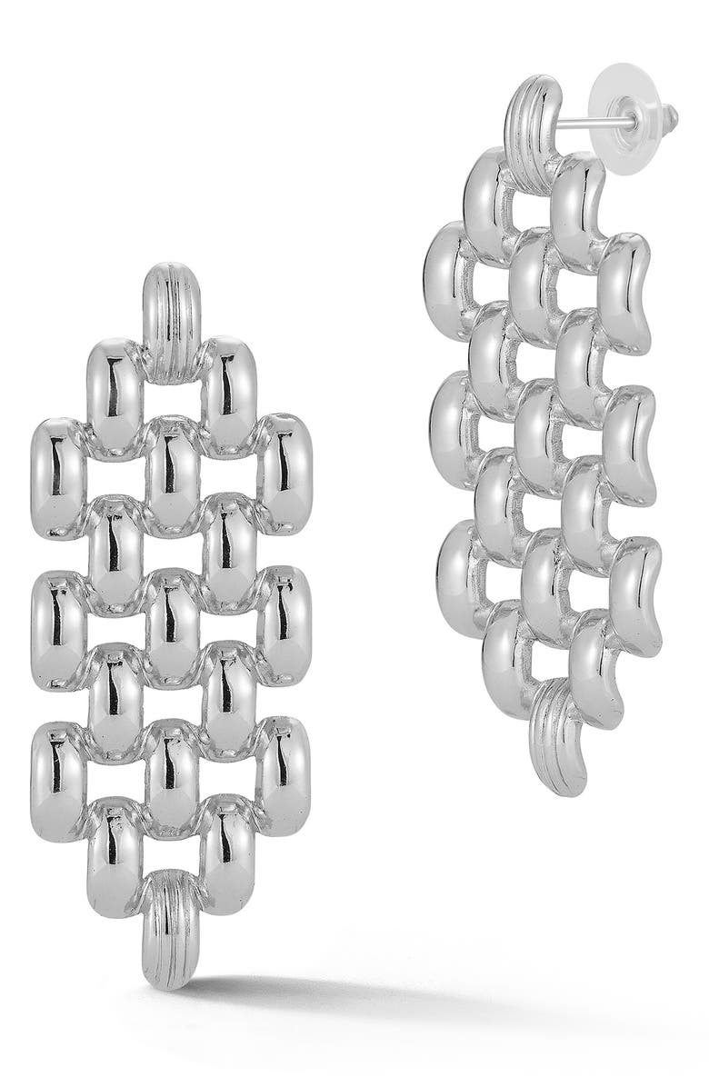 SPHERA MILANO Chain Link Chandelier Earrings, Main, color, Silver