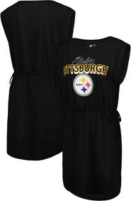 G-III 4HER BY CARL BANKS Women's G-III 4Her by Carl Banks Black Pittsburgh Steelers G.O.A.T. Swimsuit Cover-Up