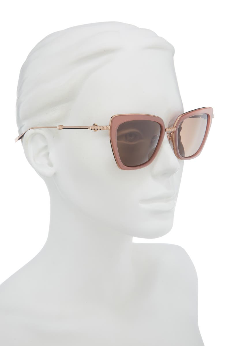 Valentino 54mm Cat Eye Sunglasses, Alternate, color, Pink Gold Brown