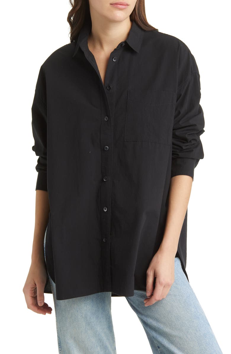 Madewell The Signature Poplin Oversize Button-Up Shirt, Main, color, True Black