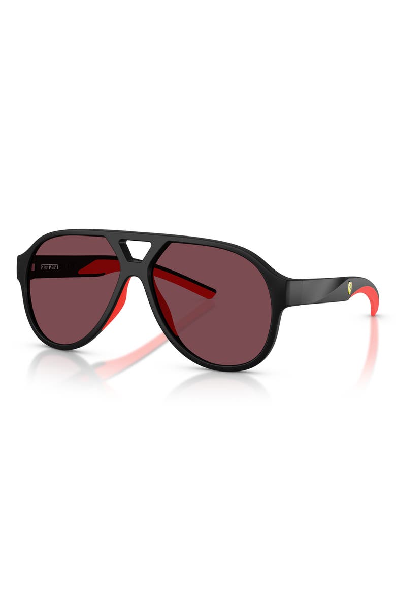Scuderia Ferrari 58mm Pilot Sunglasses, Alternate, color, Matte Black / Red Ferrari