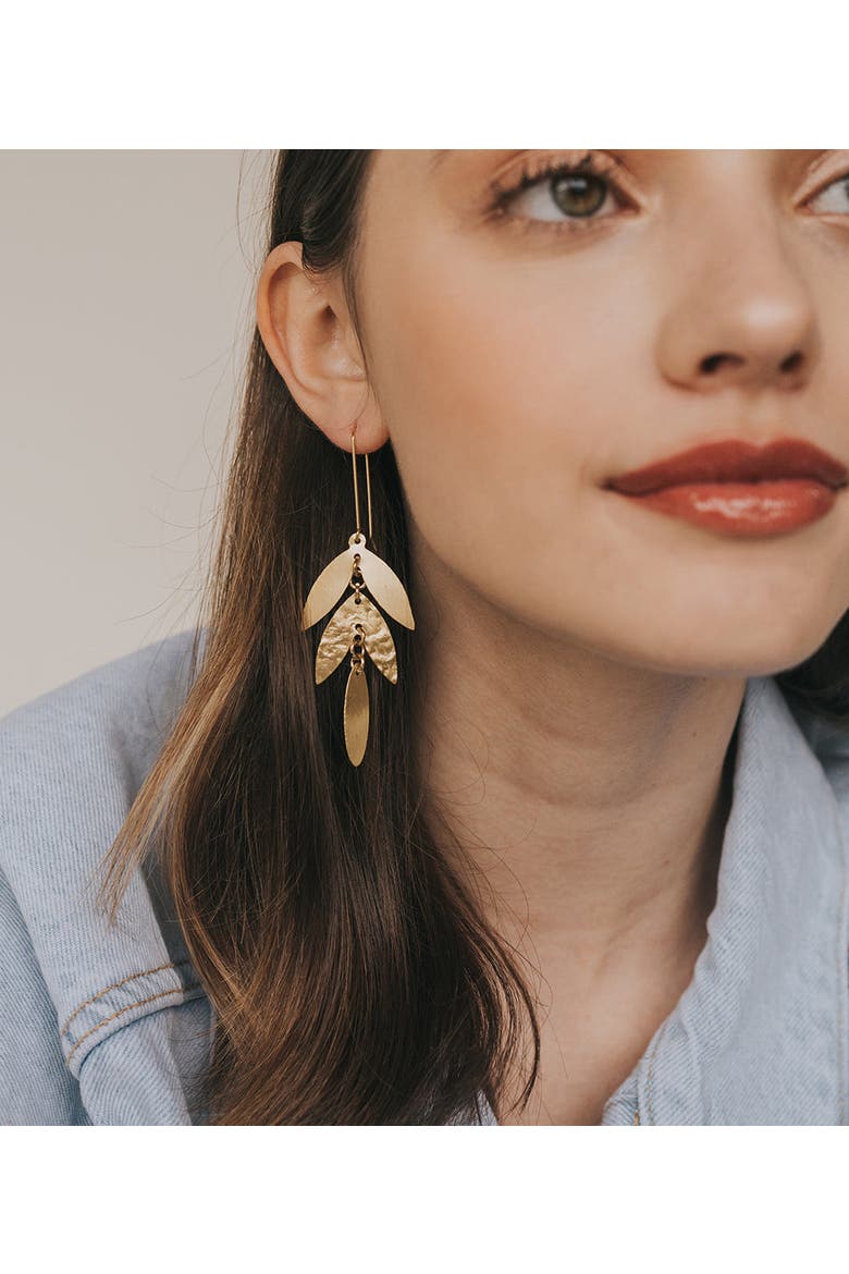 Chameli Leaf Chandelier Dangle Earrings, Alternate, color, Gold