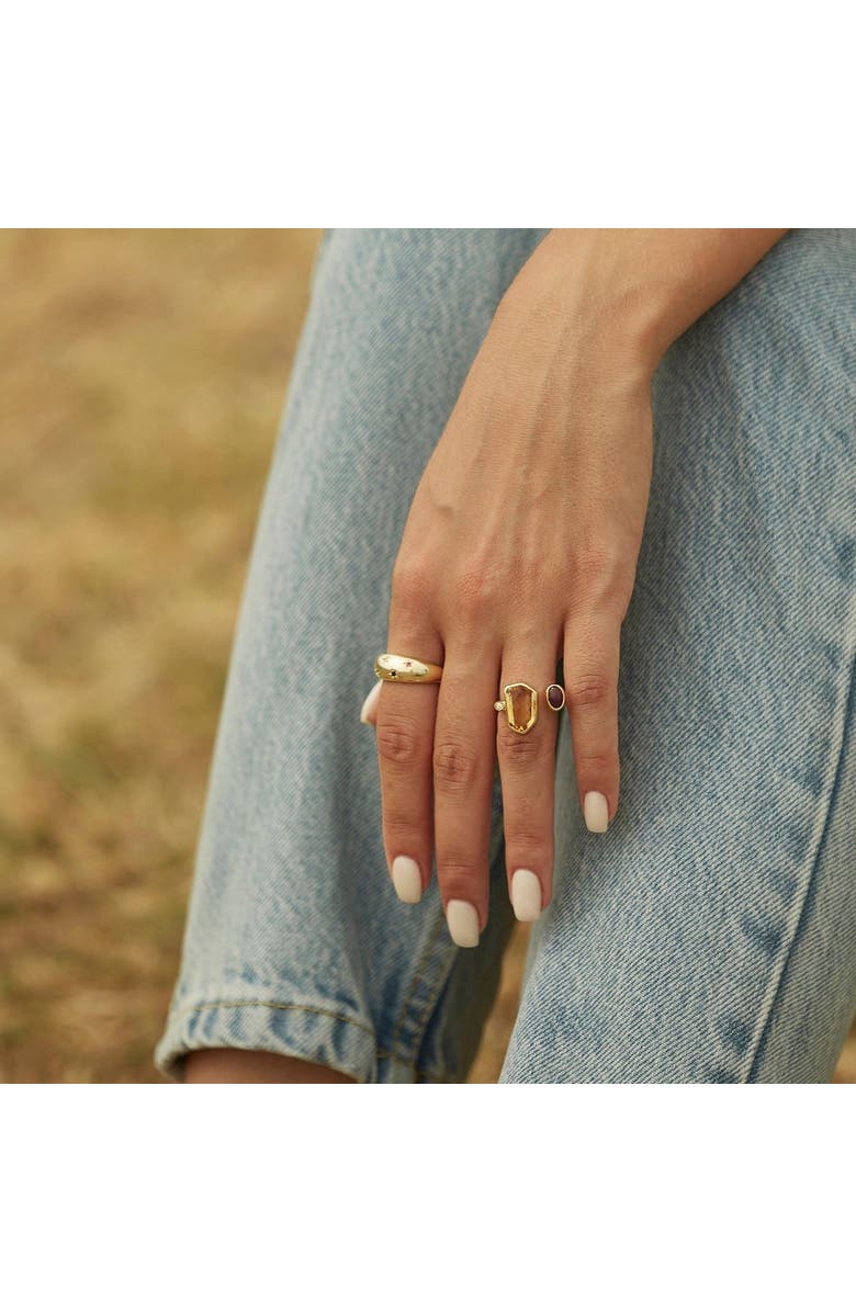 Spero London Celestial Star Sterling Silver Dome Ring With Stones, Alternate, color, Gold