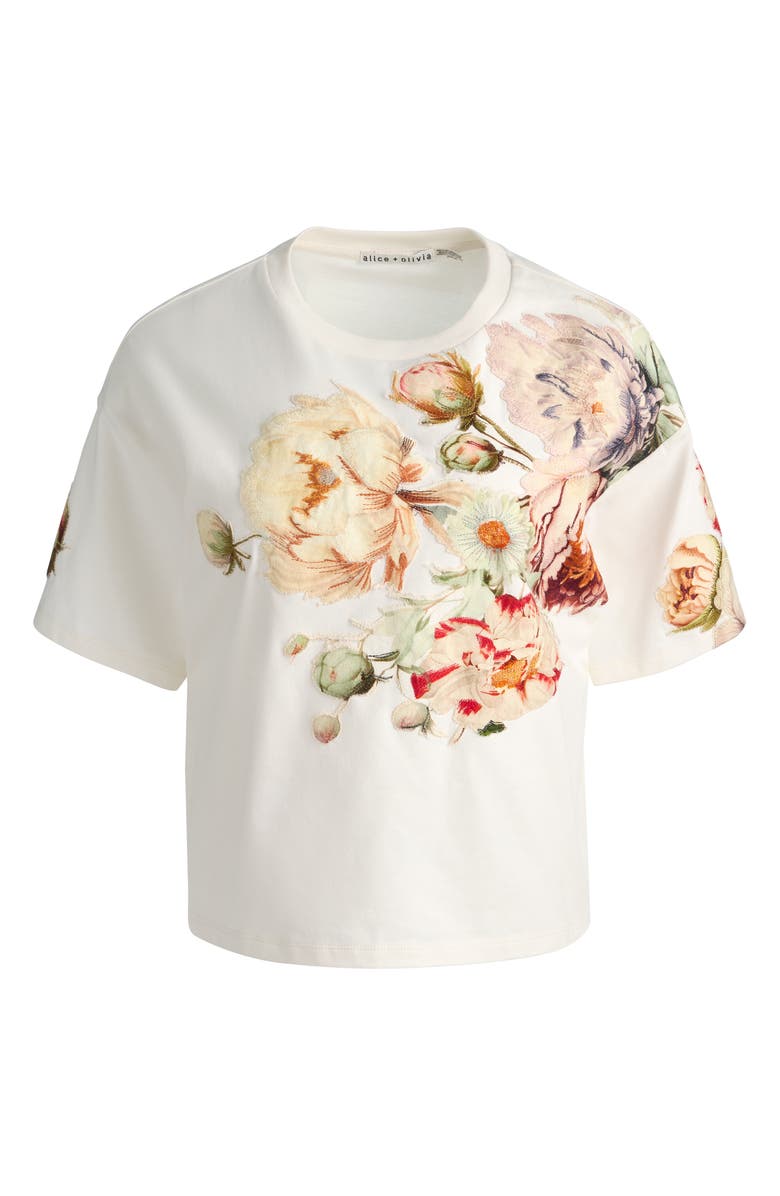 Alice + Olivia Evan Appliqué Oversize T-Shirt, Alternate, color, Ecru/ Multi